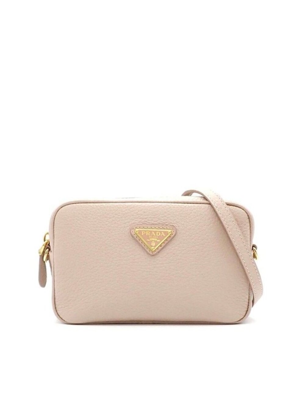 Prada Shoulder Bag Leather Nymphia Pink Beige Gold